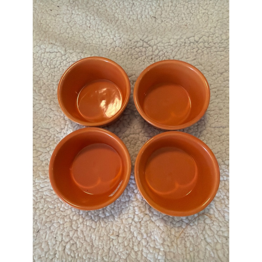 Chantal Orange Stoneware Ramekins Set‎ of 4 0.5 Cup 93-RM07 Oven Safe Bakeware